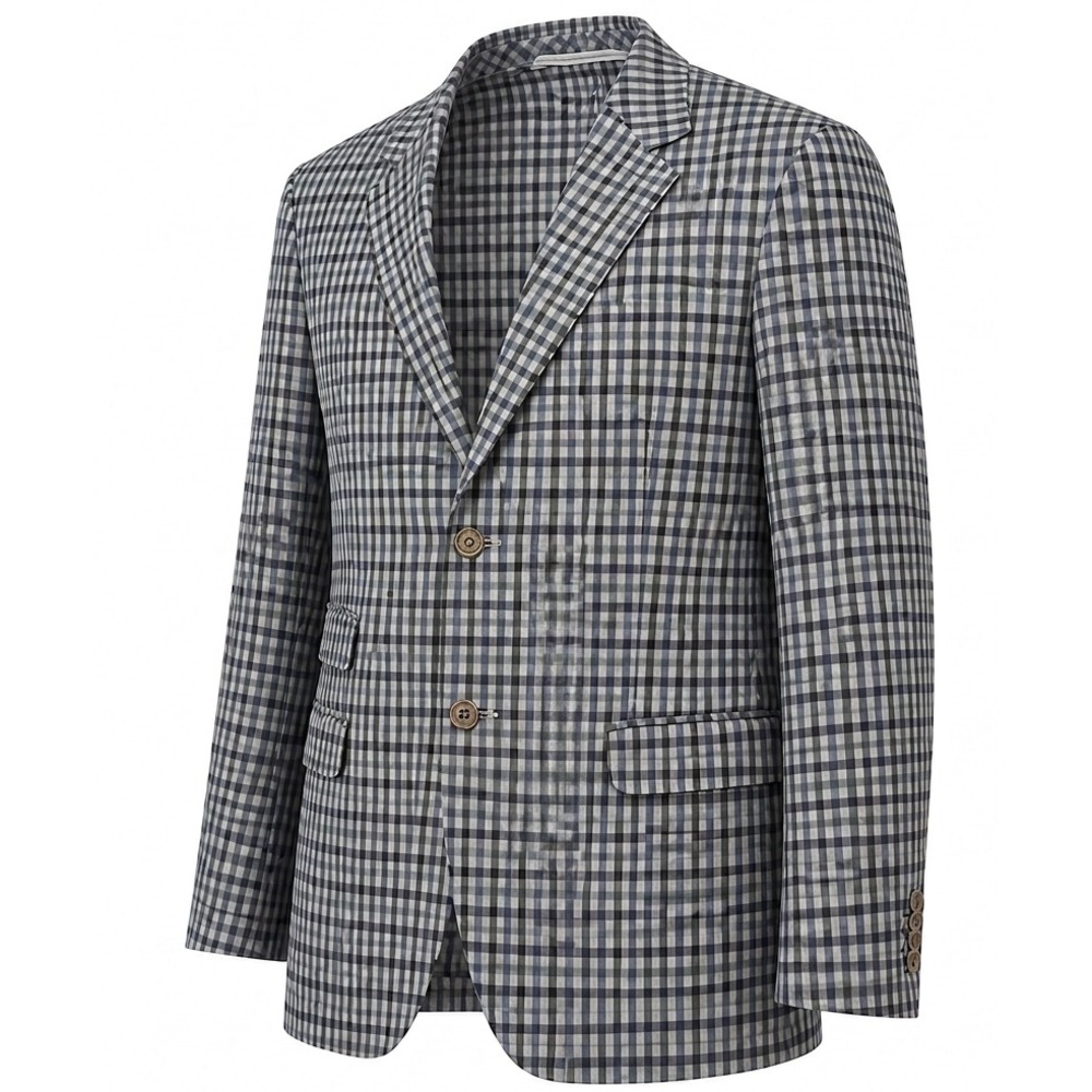 Scott James Mens M 40 Plaid Blazer Jacket Wool Linen Blend Stanford Green Sport